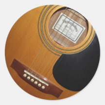 Acoustic Guitars Round Stickers