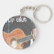 acoustic male guitar player grunge black shirt key chain