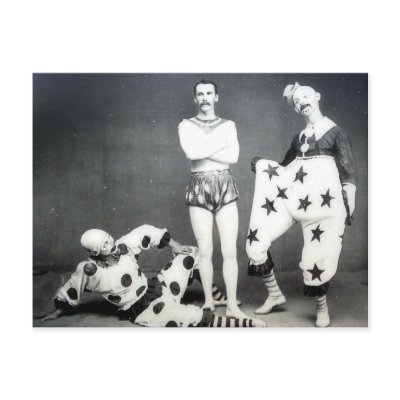 Acrobat and Clowns Postcard by WBShockey