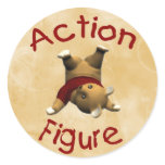 Action Figure Round Stickers