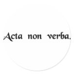 Action not words round sticker