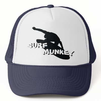 Action Surfer silhouette design on trucker hat by surfmunkey