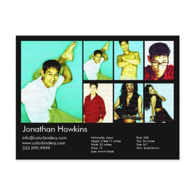 Actor & Model Black Headshot Comp Postcards by MyBindery