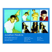 Actor & Model Blue Headshot Comp Post Cards