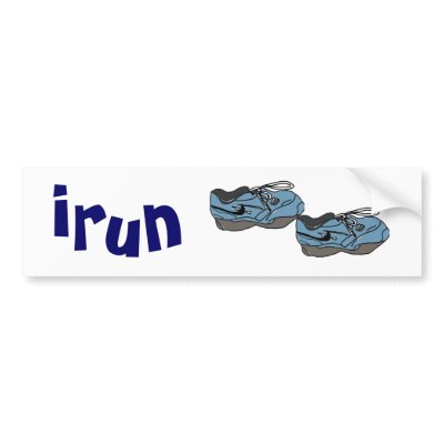 AD- Funny irun cartoon bumper sticker for runners by inspirationrocks