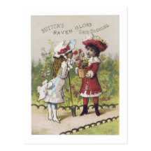 Ad Label Shoe Dressing Girl Boy Victorian Postcard
