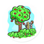 Adam and Eve Christian artwork Round Stickers