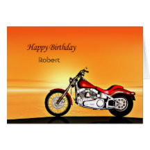 Add a name, Motorcycle in the sunset. Card