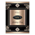 Add Age Birthday Party Art Deco Black Coffee Personalised Announcements