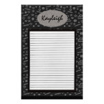 Add Her Name Black Designer Stationary Stationery Paper