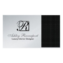 Add Info, Luxury Silver Monogram Business Cards