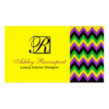 Add Info, Luxury Yellow and Colours Chevron Patter Business Card