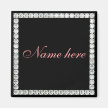 Add name-customisable diamond refrigerator magnet