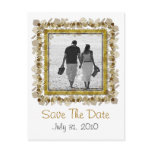 Add Photo Save The date Postcard White Gold Leaf