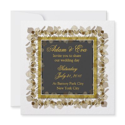 Add Photo Wedding Invitation Grey Gold Leaf 2 by pixibition