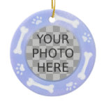 Add Your Dog's Photo: Bones and Pawprints Christmas Tree Ornament