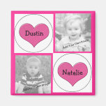 Add Your Info, Pink Hearts Photo Magnet