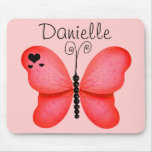 Add Your Name Blush Red Butterfly Mouse Pad