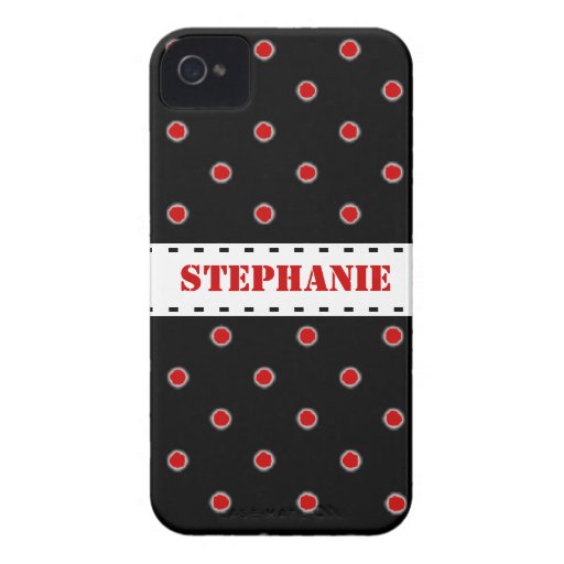 Add Your Name Red, Black, Polka Dots iPhone 4 iPhone 4 Case-Mate Cases