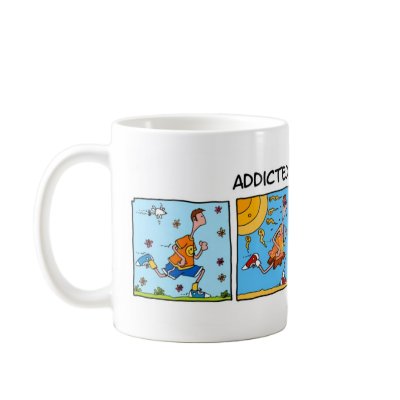 addicted to running (guy) mugs by cfkaatje