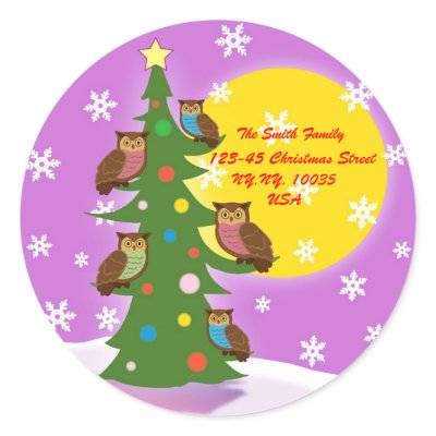 Address  label sticker Christmas Owl. by JellyRollDesigns