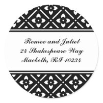Address Label with Lotus Square Pattern