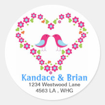 Address Labels birdies in floral heart Sticker