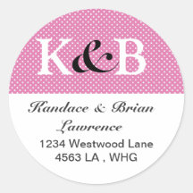 Address Labels Pink and black Round Stickers