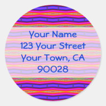 Address Labels pink blue fractal Round Sticker