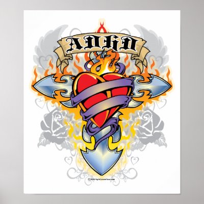 ADHD Cross & Heart Poster by fightcancertees