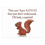 ADHD Squirrel Humour Postcards