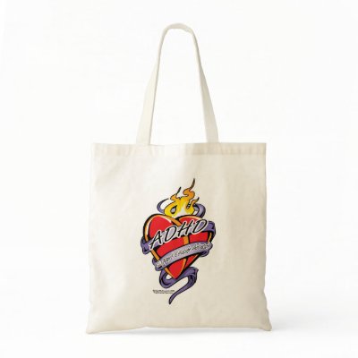 ADHD Tattoo Heart Tote Bag by fightcancertees