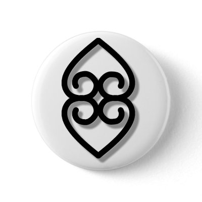 Adinkra - earth-BW Button by arthistory