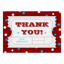Admission Ticket Carnival Colour Thank You Card