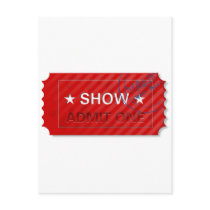 Admit One Ticket Postcards