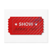 Admit One Ticket Postcard