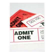 ADMIT ONE W/ TICKETS TO ANY PARTY OR OCCASION PERSONALISED INVITE