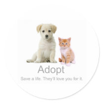 adopt a pet round sticker