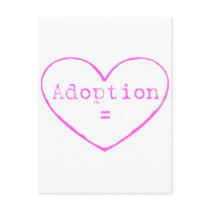 Adoption = love in pink postcard