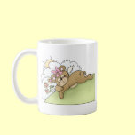 adorable angel bear sleeping in flowers coffee mugs