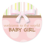 Adorable Baby Girl Stripes + Dots Pink Green w Bow