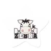 adorable baby zebra leaning with text star stickers