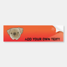 Adorable brown pug bumper sticker