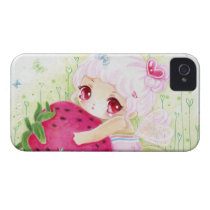 Adorable chibi girl with strawberry iphone 4 cases