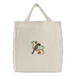 Adorable Chickadee Embroidered Tote Bag