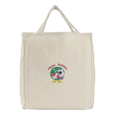 Adorable Christmas Cow Embroidered Tote Bag by naturetees