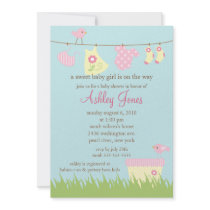Adorable Clothesline Baby Shower Custom Invites