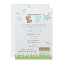 Adorable Clothesline Boy Baby Shower Personalised Announcements