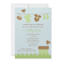 Adorable Clothesline Gender Neutral Baby Shower Personalised Invitations