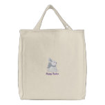 Adorable Customisable Bunny with Purple Bow embroidered bags